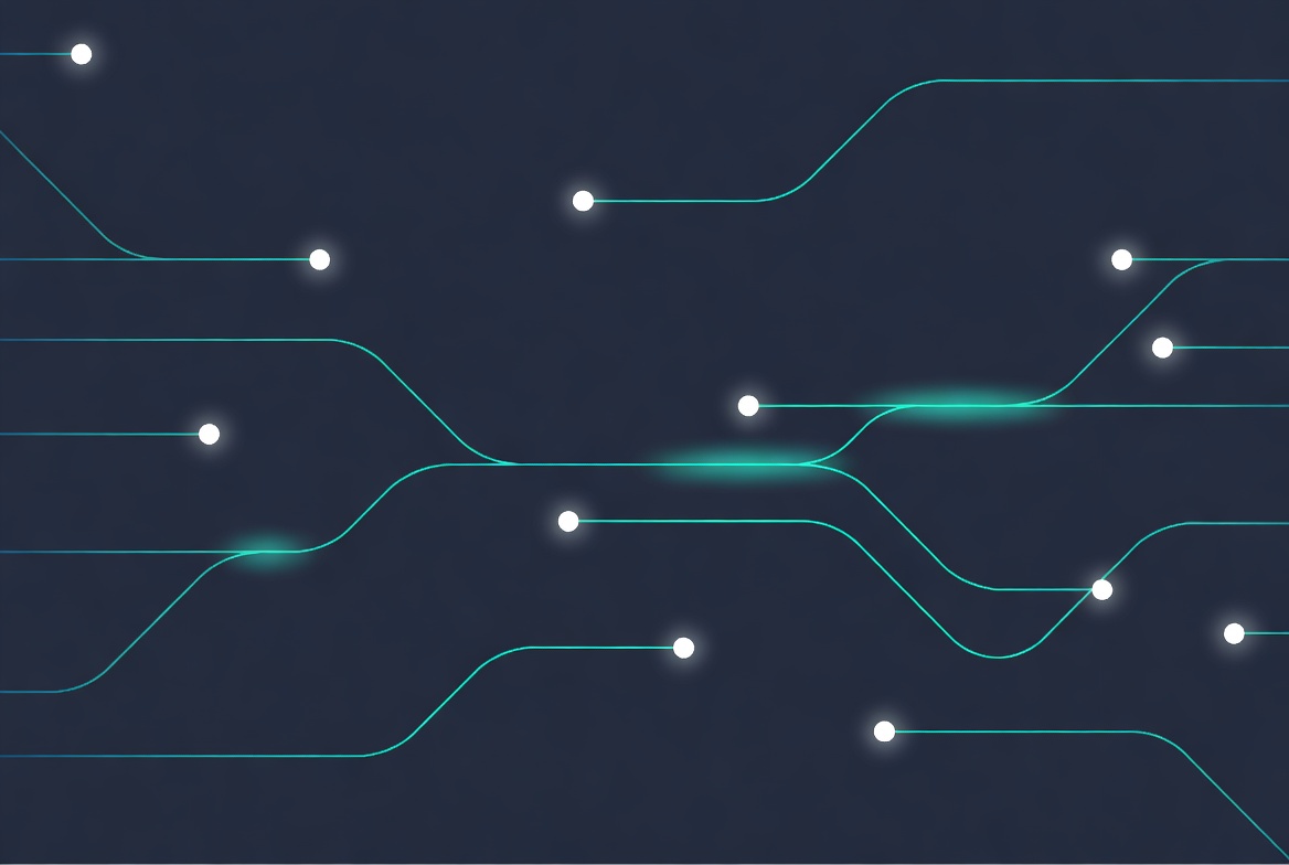 Abstrakt illustrasjon av dataflyt mellom systemer